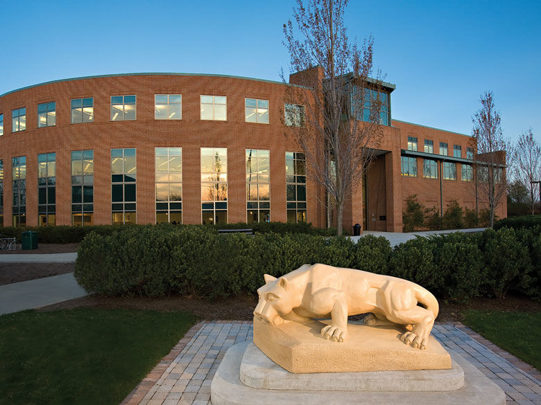 The Nittany Lion shrine outside the library